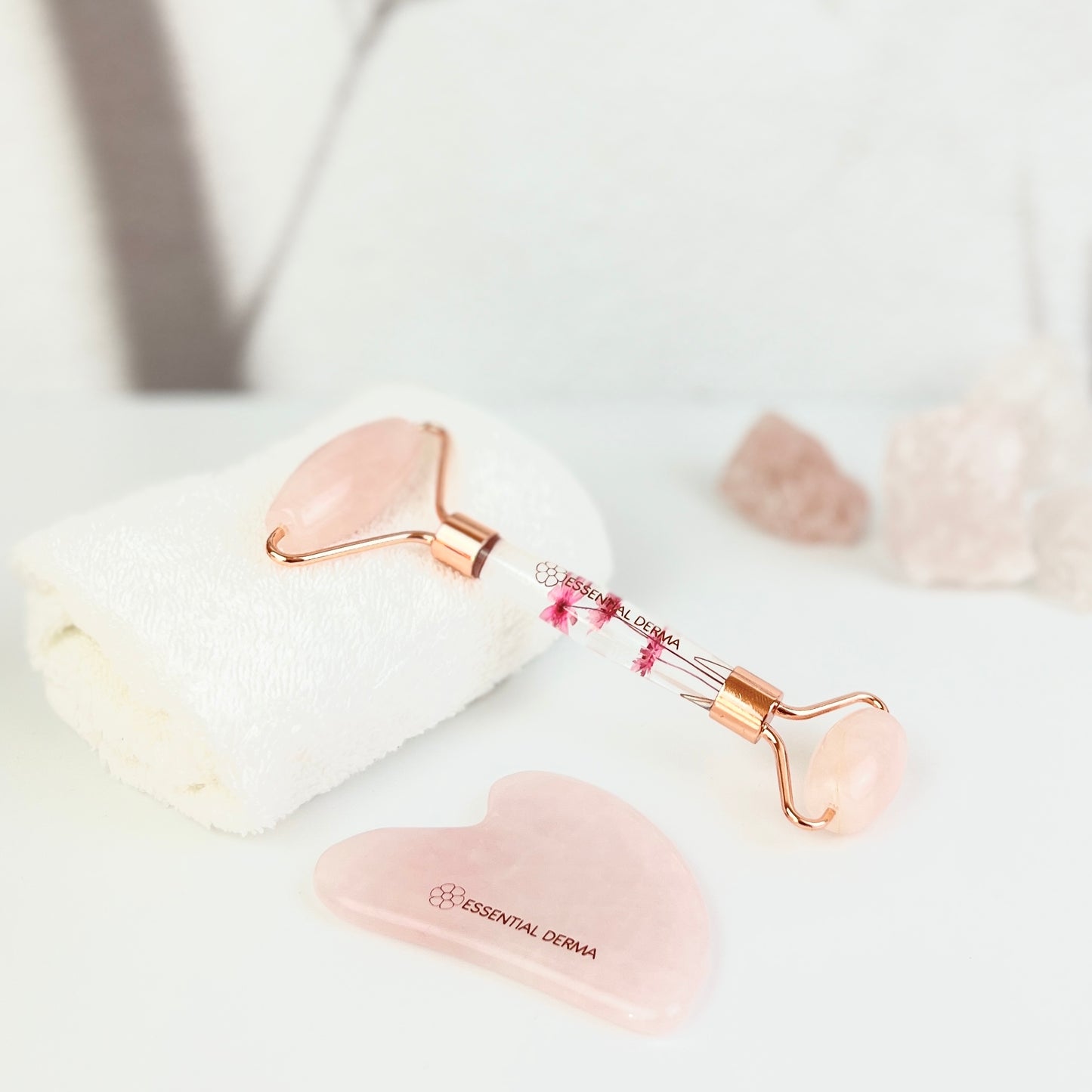 Rose Quartz Roller & Gua Sha Set